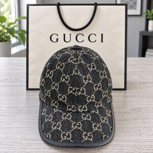 Gucci Black GG Monogram Baseball Cap